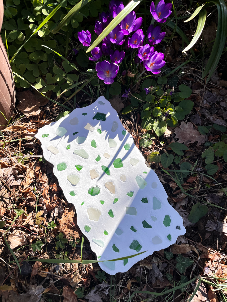 Sea glass stepping stone